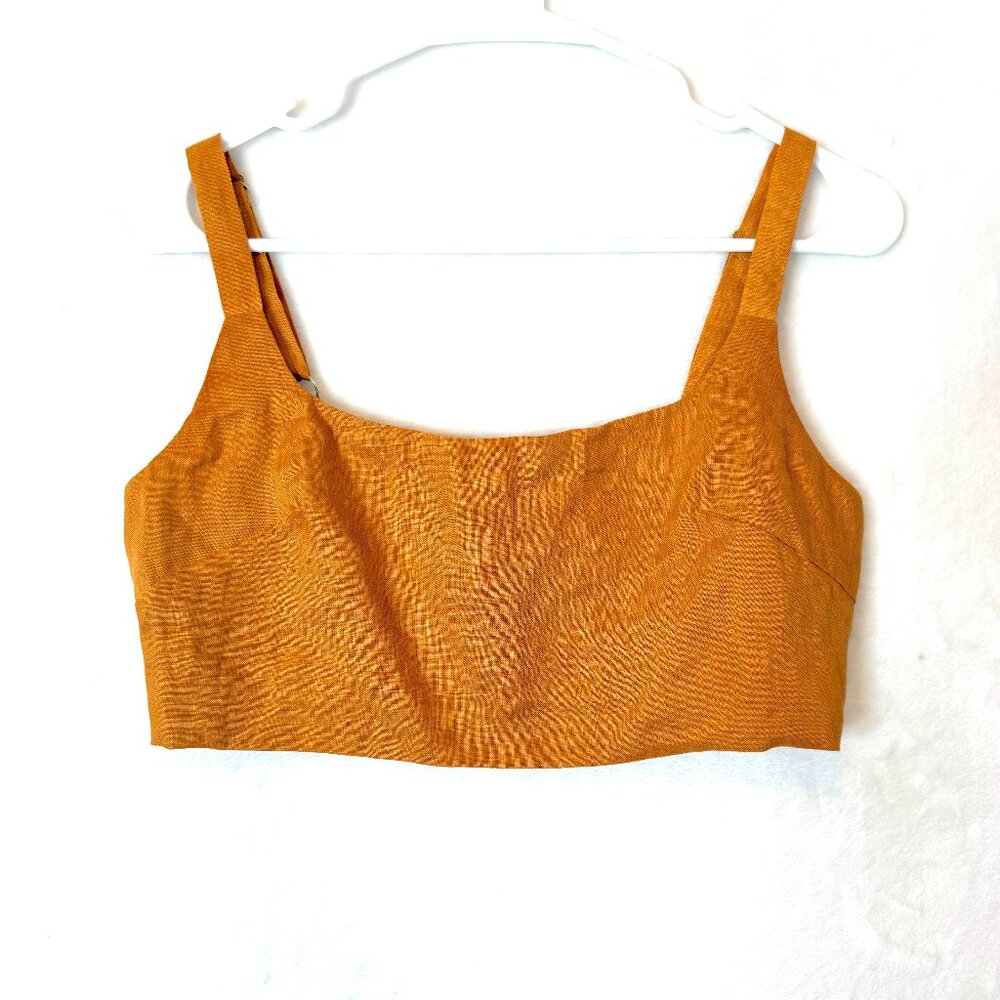NEW DISSH Penny Marigold Linen Coastal Boho Smocked Cropped Tank Top Womens US 6
